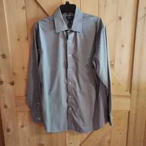 Croft & Barrow Shirt Men's 16.5-34/35 Grey Classic Fit Button Up Long Sleeve.